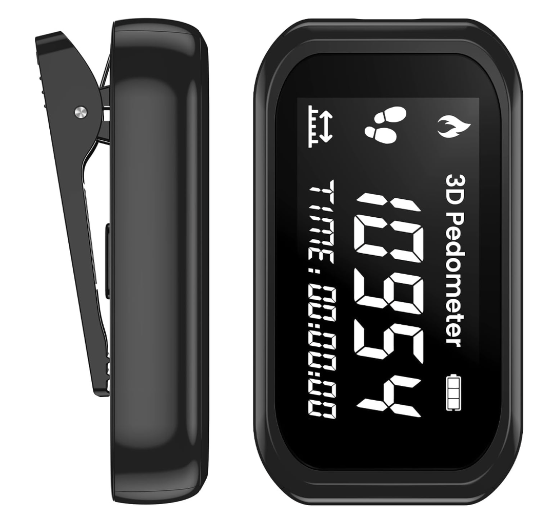 3D Pedometer for Walking, Portable Simple Step Counter with Large Digital Display, Accurate Step Tracker with Lanyard,Clip on Pedometer for Men Women Kids Seniors