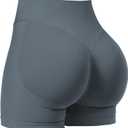 VOYJOY Women Workout Impact Shorts 2.5"/ 3.6"/ 4.5"/ 6" Scrunch Butt Lifting Gym Seamless Booty Biker Shorts (Large, Stormy Grey)