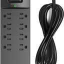 Power Strip - Addtam Surge Protector with 10 Outlets and 4 USB Ports, 6 Feet Extension Cord with Flat Plug, 2700 Joules, ETL Listed, Black