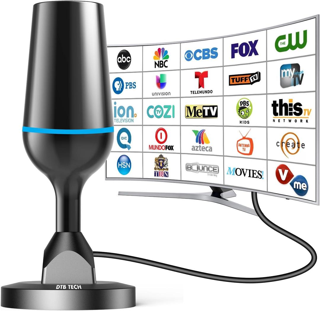 2025 Digital TV Antenna for Smart Tv Indoor Antenna for TV Without Cable, 360 Reception HDTV Antennas for Local Channels with Strong Magnetic Base Supports 4K 1080P -10ft Thick Coax Cable (157BL-N)
