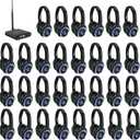 Retekess TA003 Silent Disco Headphone System,Wireless Silent Disco LED Light Headphones, Stereo and HiFi Sound, Silent Party Headphones for Music Events, Bar, Silent Conference (30 Pack)