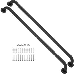 2 Pack Matte Black Shower Grab Bar 40 Inch, iMomwee Stainless Steel Bathroom Grab Bar, Bath Shower Balance Bar, Safety Hand Rail Support, Handicap Elderly Senior Assist Bath Handle (1.25" Diameter)