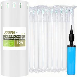 Bubble Wrap Roll For Packing Materials For Fragile Items,19.69"x164' Air Column Bubble Cushion Wrap Pouches, Heavy Duty Moving Protection Fragile Item,Includes Pump