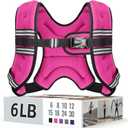 Weighted Vest for Women & Men with Reflective Stripe and Adjustable Buckle, Comfortable & Durable Rucking Vest for Walking, Running & Strength Training (6 lb, Pink)