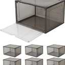 Stackable Plastic Storage Bins 6-Pack, 11"x8"x3" Stackable Shoe Boxes, Nestable Snacks & Drinks Boxes, Acrylic Organizer Bins for Shoes Clothes Toys Skincare Supplies Figures with Lid & Lock