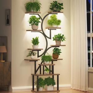65"Tall Plant Stand Indoor with Grow Light - 11 Tier Tall Metal Shelf for Multiple Potted Plants,Space-Saving Indoor Plant Rack ,Corner Flower Plant Holder for Living Room, Patio,Stable & Durable Design