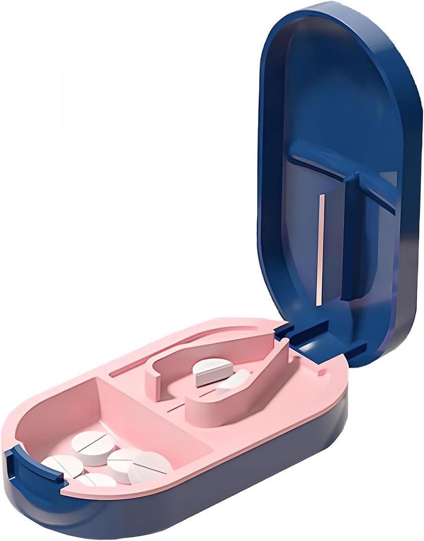 2 in 1 Pill Cutter Detachable Nonslip V-Shaped Pad Compact Travel-Friendly Design