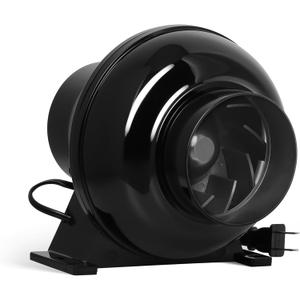 HealSmart 4 Inch Exhaust Inline Duct 195 CFM Quiet Vent Booster Blower for Indoor Grow Tent Hydroponics Ventilation, Fan New, Black