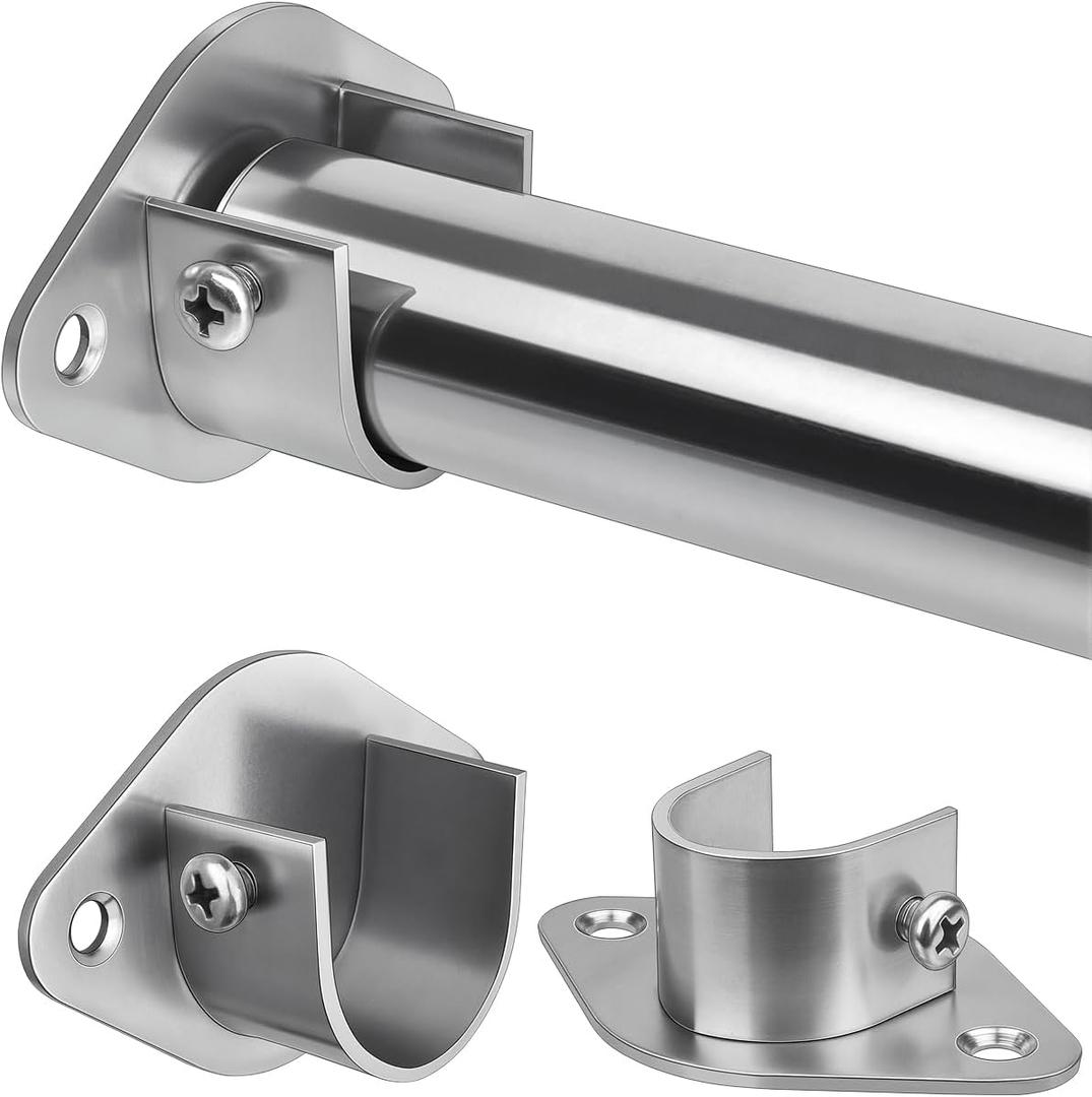 Closet Rod, 17 to 28 Inch Heavy Duty Adjustable Metal Clothing Rack for Hanging Clothes, Closet Poles for Wardrobes, Laundry, Durable Steel, Silver