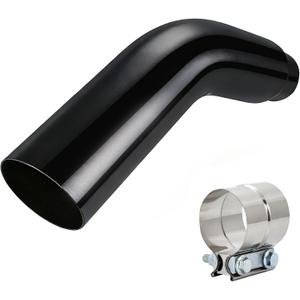 5" to 6" Exhaust Elbow with Clamp – Chrome/Black Coating Diesel Exhaust Tip, No Welding Required, Fits 5" Exhaust Pipe for Trucks Pickups Cars
