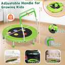 3FT Toddler Trampoline with Adjustable Handlebar, 36" Foldable & Spring-Free, Mini Kids Indoor Outdoor Trampoline for Ages 1-6, Noiseless Jumping Mat, Safe & Sturdy Design, Supports Up to 100 lbs