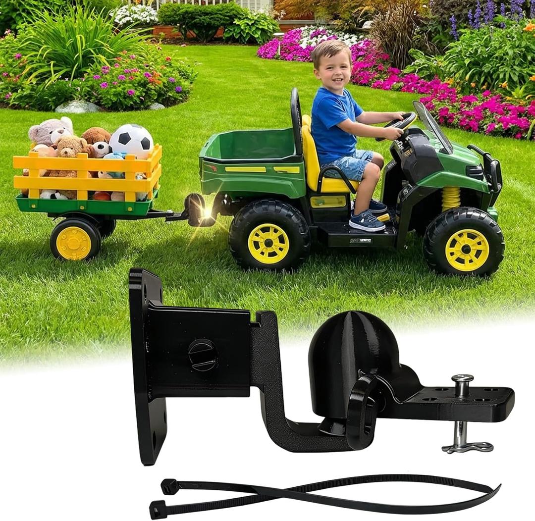 Trailer Hitch Adapter for Kids Ride On Toys,Flexible Turning,Fit Any 3/8'' Hole for Power Wheels,for Peg Perego John Deere Trailer,Connects Kids Ride On Toys to Trailers,Easy Install and remove