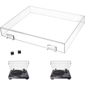 Stereo Turntable Dust Cover Protector Compatibe with Audio AT-LP120XUSB-BK/AT-LP120XBT-USB-T-e-c-h-n-i-c-a, Clear Acrylic Stereo Turntable Dustcover for Modern Vintage Record Players, Clear