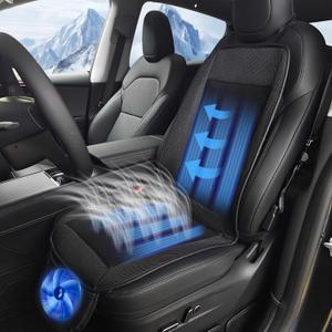 Cooling Car Seat Cover Front Seat, 12V-24V Ventilated Car Seat Cooler with Turbo Fan, Breathable Mesh Fabric Cooled Seat Cushion, 3-Speed Adjustable Airflow, Universal Fit for Cars, SUVs, Trucks