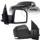 OFHZ Replacement Towing Mirrors, Side Mirror fit for 2015-2020 Ford F150, Power Adjustment, Amber Turn Signal, Black Textured Finish, Replaces OEM FL3Z17683CB, FL3Z17682CB (Black, Right, 15-20 6-pins)