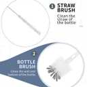 2 in 1 Long Handle Bottle Brush with Straw Brush for Cleaning Glass, Sports Bottle, Coffee Mug,Navy Blue,1 Pack