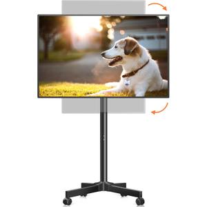 Mobile TV Carts, Rotating Rolling TV Stand on Wheels for 13-50" Flat/Curved TVs Height Adjustable 30 Tilt Floor TV Stand Portable Monitor Stand Holds up to 44lbs Max VESA 200x200mm ML1350