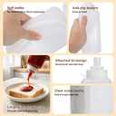 4 Pack Condiment Squeeze Bottles for Sauces, Plastic Wide Mouth Squirt Bottles with Cap Lids, Large Sauce Containers with Funnel, Brush&Labels for BBQ Salad Dressing Ketchup Crafts 27oz/800ML
