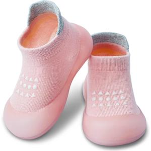 Baby Sock Shoes Boys Girls First Walking Shoes Non-Slip Slippers Soft Sole Sneakers Toddler Infant Baby girl (12-18 Months Toddler, A3-pink)