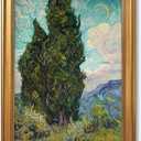 Gold Framed Large Wall Art Cypresses for Van Gogh Canvas Print Classic Impressionist Decor Famous Oil Painting Reproduction Vintage Landscape Abstract Forest Poster for Living Room 24x36inch