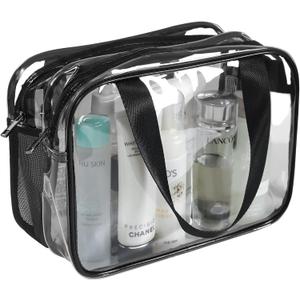 Auseibeely Clear Toiletry Bag for Women Men, Portable Large Travel Makeup Bag, Waterproof & Draining Transparent Cosmetic Bag, Carry On Airport Airline Compliant Bag