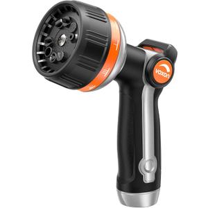VOXON Hose Nozzle Heavy Duty 10 Spray Patterns - Metal Garden Water Hose Sprayer with Thumb Flow Control | On Off Valve, Nozzle Sprayer for Lawn & Plant Watering, Car & Pet Washing (With Replacement Seal Gaskets, Black)