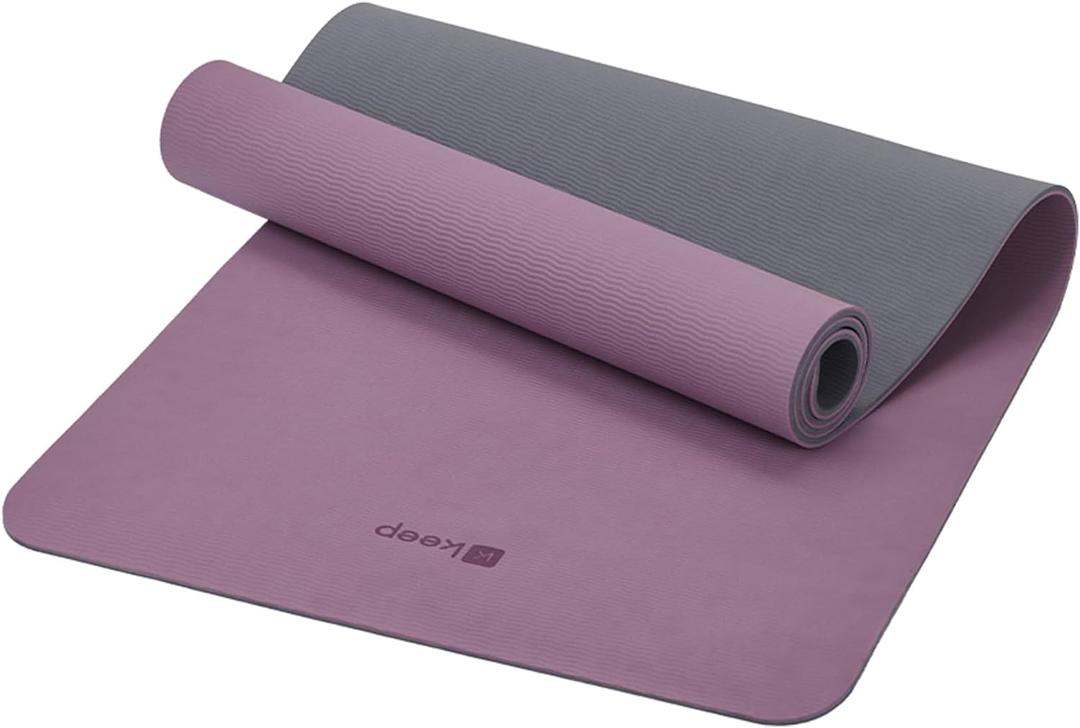 KEEP Yoga Mat 7mm Thick Non Slip - Extra Cushion TPE Exercise Mat for Home Workout & Pilates, Eco Friendly Knee Protection, 72"x24" Large Fitness Mat with Carrying Strap