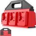 Crivnhar Battery Carrying Holder for Milwaukee 18V, Battery Storage Organizer Rack for 1.0Ah-12.0Ah, Portable Batteries Caddy with Handle/Non-Slip Base for Jobsite and Tool Bag Use, 6-Slot