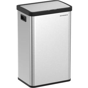 SONGMICS Motion Sensor Trash Can, 18-Gallon (68L) Automatic Kitchen Garbage Can with Stay-Open Lid, Soft Close, Stainless Steel, 15 Trash Bags Included, Metallic Silver ULTB630E68