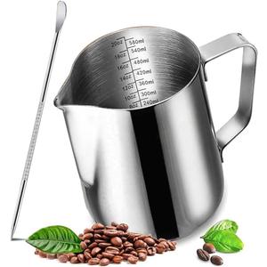 20 Oz Milk Frothing Pitcher, 304 Stainless Steel 600Ml Milk Can Coffee Frothing Cup With Art Deco Pen Milk Jug Coffee Cup Used To Make Cappuccino Latte