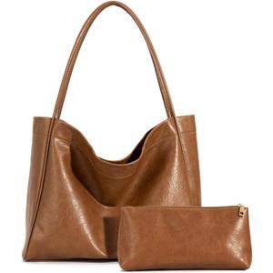 VOCUS Tote Bag for Women 2Pcs Large Casual PU Weekender Bag Soft Vegan Leather Shoulder Hobo Handbag Purse Travel Oversize