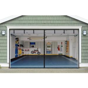 Garage Door Screen for 2 Car 16x8FT, innhom Garage Screen Doors with Magnetic Closure Heavy Duty Weighted Bottom and Fiberglass Mesh, Garage Net Screen with 36 Magnets, Easy Assembly & Pass