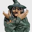 Halloween Decorations Indoor & Ourdoor, Life Size Halloween Animatronics Witch Decoration with Motion and Touch Activated Lights & Sounds, Halloween Animatronics Clearance