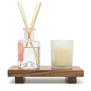 X-Small 8.5" Acacia Wood Riser Pedestal Stand, Farmhouse Bathroom and Kitchen Sink Decor, Decorative Wood Tray for Counter, Soap Dish Holder, Vanity Tray (XS: 8.5" x 4.0" x 1.57")