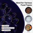 Sted Ceramic Slow Feeder Dog Bowl for Medium Large Breed, Puzzle Dog Food Bowl with Silicone Base, Maze Blue (Large-9.5 inches)