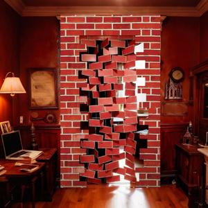 Preboun 78.7" x 47.2" Magical Wizard Door Hanging Banner Sign Red Brick Door Banner Decoration Wall Photo Booth Backdrop Porch Decorations for Birthday Baby Shower Holiday Party Supplies(Classic)