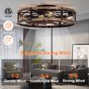 SHLUCE 22" Farmhouse Ceiling Fan with Light, Rustic Caged Bladeless Low Profile Ceiling Fans with Lights and Remote, Modern Flush Mount Ceiling Fans with Lights for Bedroom, Living Room - ETL, 22in Flush Mount