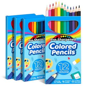 V-Opitos 48 Count Colored Pencils, 4 Packs Pre-sharpened Coloring Pencils for Kids in 12 Colors, Bulk School Supplies for Teachers, Ideal Back to School Supplies & Classroom Prizes
