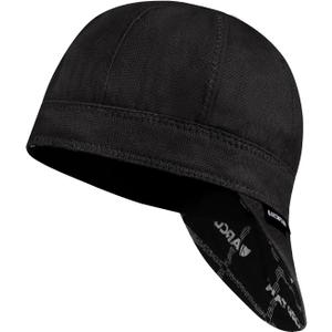ARCCAPTAIN Reversible Welding Cap, 8 Panel Protective Welders Cap, 10 oz Fireproof Cotton Comforts for Safety and Protection While Welding to Men Women, Black, 7 1/4