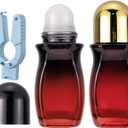 Kesell 2Pack 50 ml Glass Roller Bottles Empty Deodorant Container Gradient Red Glass Roll On Bottles with Gold and Black Caps (Includes 1 Opener)