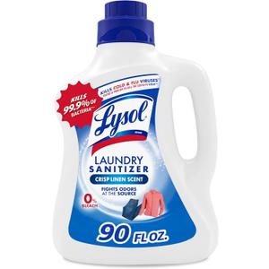 Lysol Laundry Sanitizer Additive, Bacteria-Causing Laundry Odor Eliminator, Detergent Additive, Crisp Linen, 90oz (90 Fl Oz (Pack of 1))