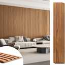 Art3d 6-Piece Wood Slat Panels for Stylish Interior Decor and Ceiling Decoration,MDF 3D Textured Panel for Ceiling and Wall,Size 94.6 x 7.4 in-Teak