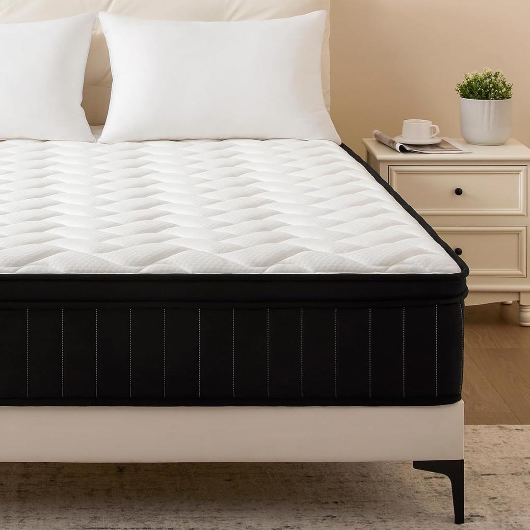 Queen Mattress 14 Inch Hybrid Mattress Queen with Memory Foam - Mattress in a Box with Individual Pocket Spring - Medium Firm Mattress Sleep Support Pressure Relief CertiPUR-US Certified 14 Inch Queen