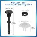 2 x 4 Set Tub Spout Diverter Repair Kit for Tub Spout Replacement with O-Ring & Gasket, Diverter Repair Kit-Tub Faucet Repair Replacement Parts for Broken or Leaking Repairs(Black)