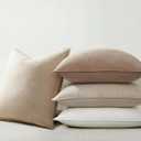Pack of 4 Decorative Linen Pillow Covers 18x18 Natural Boho Couch Throw Pillows for Bed Accent Modern Pillowcase for Sofa Livingroom Bed and Balcony Home Decor