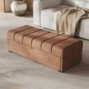 Captain Winters Ottoman with Storage, Storage Ottoman Bench with Safety Hinge,Large End of Bed Bench,Upholstered Entryway Bench with Seating for Bedroom, Living Room, Put 500 Books,Brown