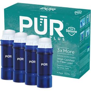 PUR PLUS Water Pitcher Replacement Filter with Lead Reduction (4 Pack), Blue  Compatible with all PUR Pitcher and Dispenser Filtration Systems