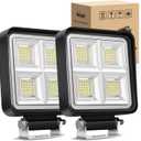 Nilight LED Tractor Lights LED Pods Square 2PCS 4 Inch 64LEDs Flood Light Bar Fog Driving Work Lighting for Truck Off Road Vehicles ATV UTV Boat SUV Van