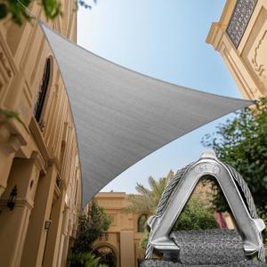 ShadeMart Heavy Duty 32' x 32' x 32' Grey Sun Shade Triangle Pro Ring Shade Sail, 260 GSM Commercial Grade UPF50 Sunshade, Reinforced Corners & Edges (Gray)