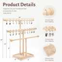 POVETIRE Headband Holder Stand Storage for Baby, 3 Tier Wooden Bow Organizer for Girls Hair Bows, Infant Hair Accessories Rack Display for Nursery Decor